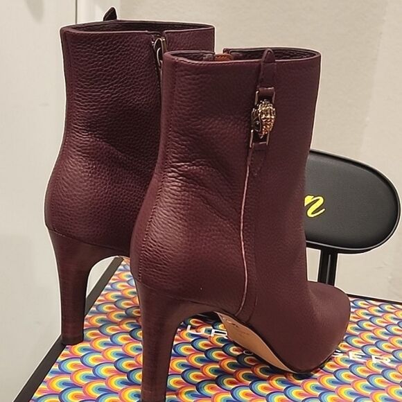 Kurt Geiger London Shoreditch High Heel Leather Ankle Boots- Wine - Picture 6 of 7